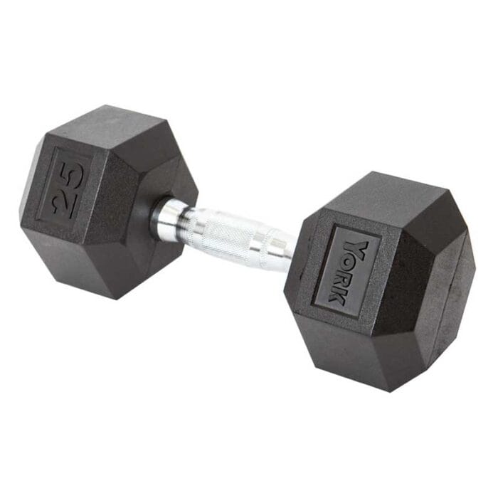 York Rubber Hex Dumbbell 25lbs