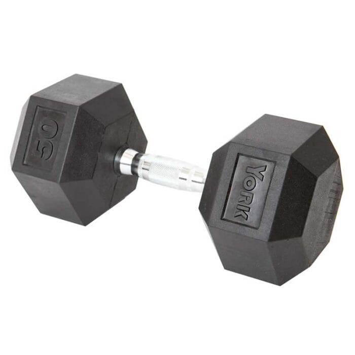 York Rubber Hex Dumbbell 50lbs